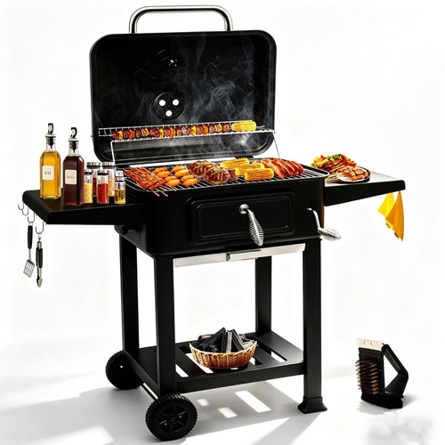 Charcoal bbq grill - bbq, w/lid